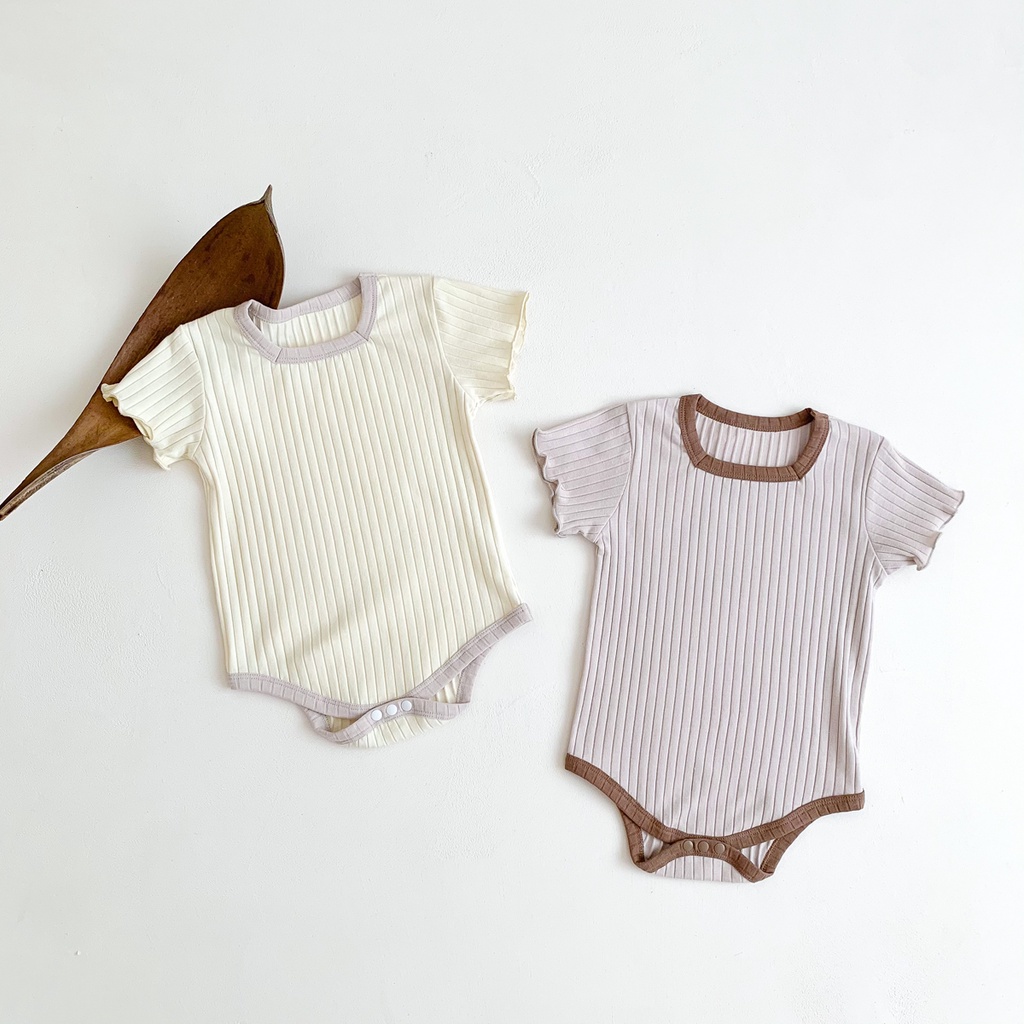 Bộ Áo Liền Quần Tay Ngắn Chất Liệu Cotton Mềm Thoáng Khí Cho Bé Sơ Sinh