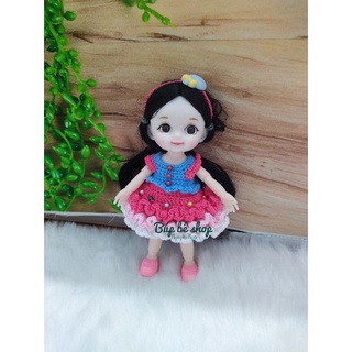 Đầm xòe 3 tầng cho búp bê Baboliy, búp bê 16cm kèm băng đô