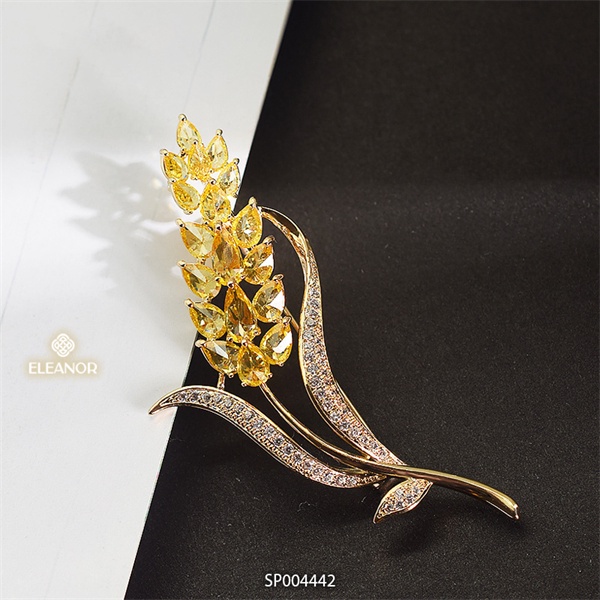 Ghim cài áo nam nữ Eleanor Accessories đính đá hình bông lúa phụ kiện thời trang 4442