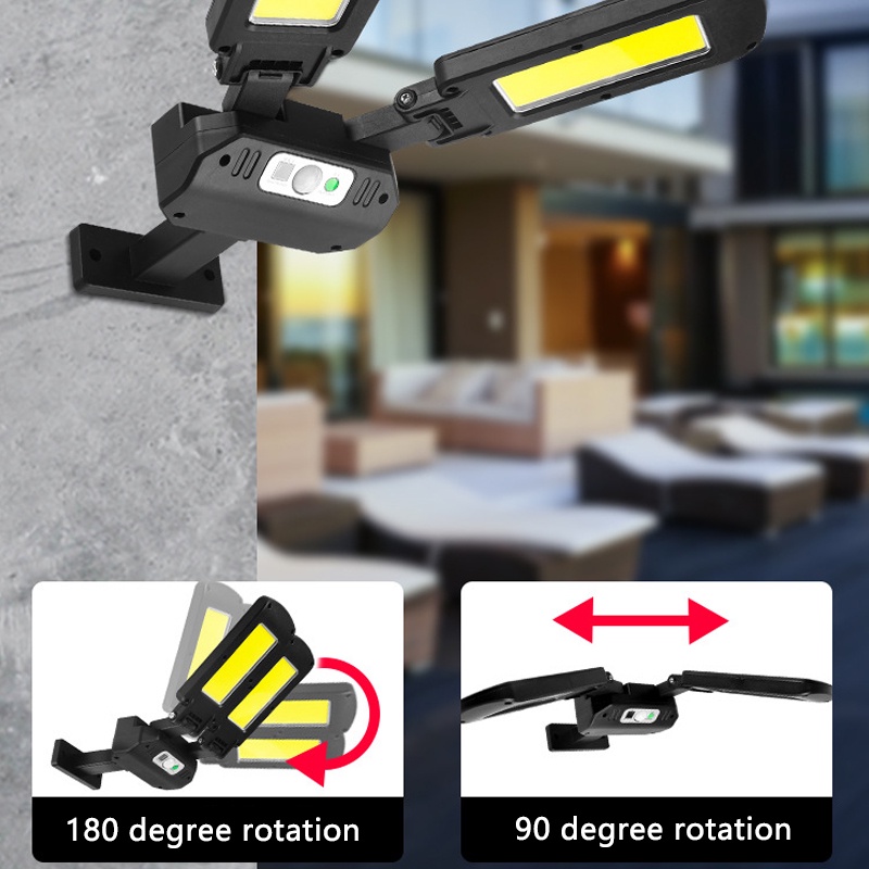 Đèn LED COB Hai Đầu Cảm Biến Chuyển Động PIR Siêu Sáng Chống Thấm Nước Sử Dụng Năng Lượng Mặt Trời Tiện Lợi Dành Cho Vườn Nhà