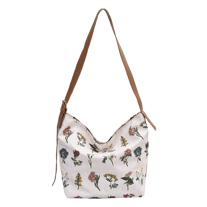 Túi Tote Đeo Vai Sức Chứa Lớn Bằng Nylon Thêu Họa Tiết Hoa