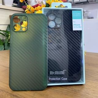 Ốp lưng Memumi siêu mỏng không bám vân tay vân carbon, có gờ bảo vệ camera cho iPhone 12(6.1)12(6.7) -