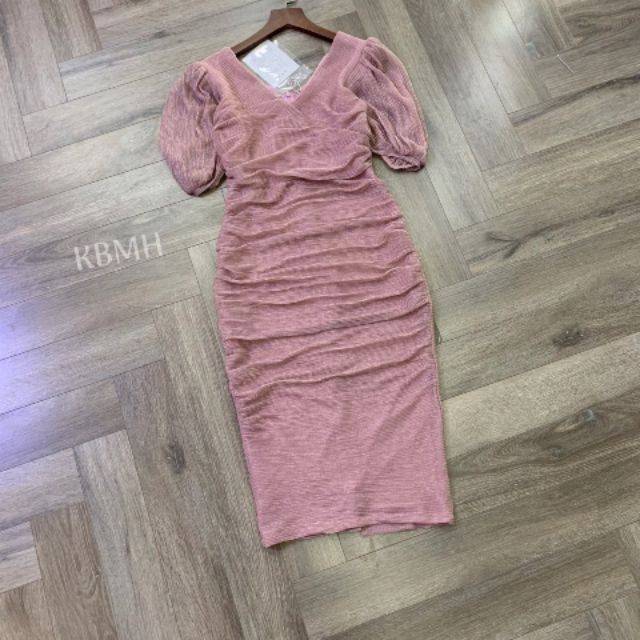 Váy body nhúm tay bồng nữ