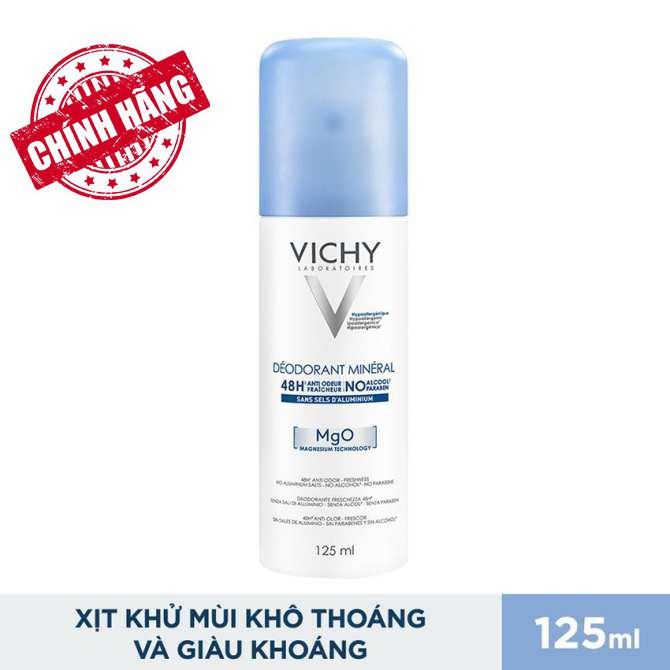 Xịt Khử Mùi Giàu Khoáng Vichy - Vichy Déodorant Minéral 48H MgO 125ml | BigBuy360 - bigbuy360.vn