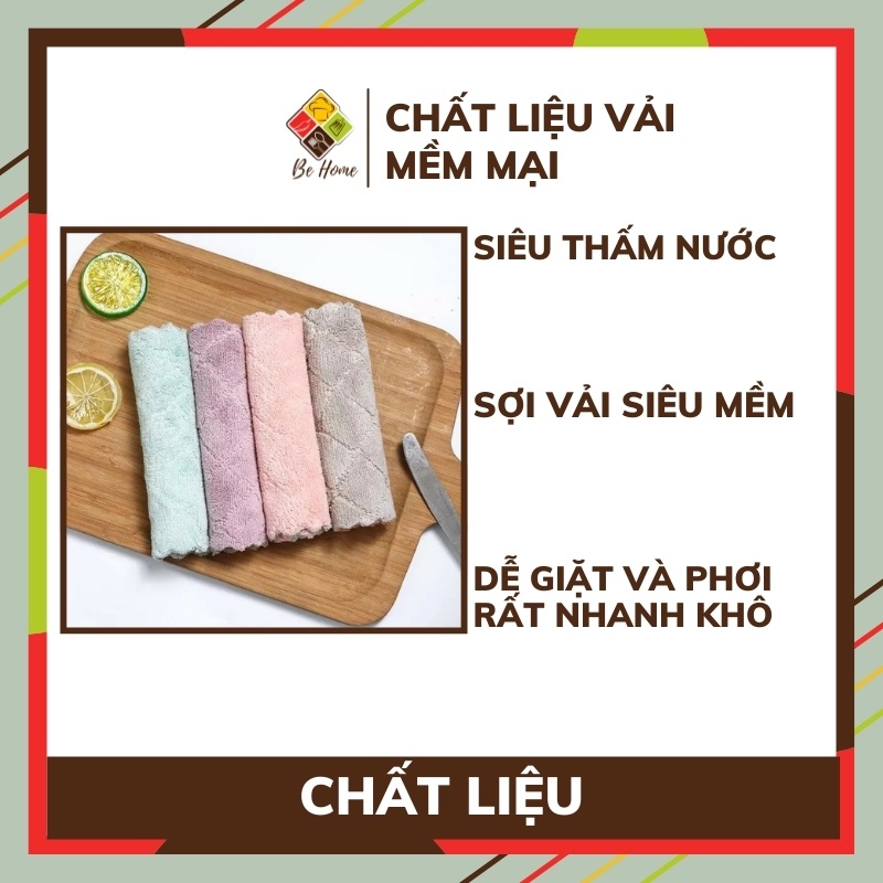 Khăn lau bát đĩa BEHOME với hai lớp chống dính đa chức năng cho nhà bếp thấm nước chống dính dầu mỡ hai mặt loại to