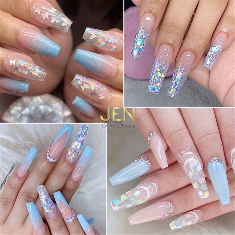 Sequin nhũ kim tuyến bạc-phụ kiện nail móng