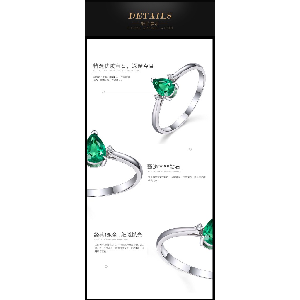 Nhẫn Đeo Tay Kim Loại Đính Ngọc Lục Bảo Giả Thanh Lịch Cho Nữ