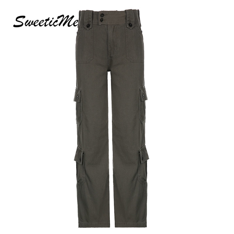 Sweeticme Quần Denim Lưng Thấp Phong Cách Đường Phố Cá Tính Dành Cho Nữ