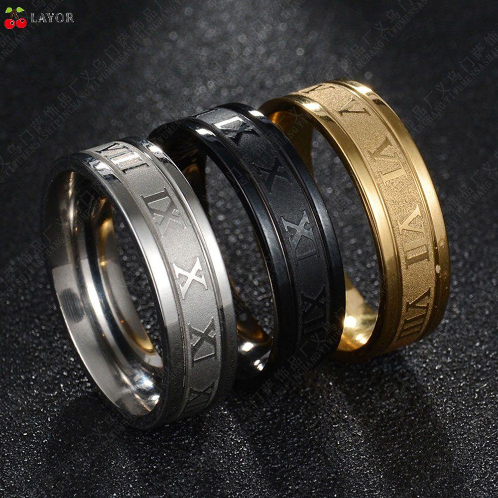 Nhẫn Đeo Tay Hình Số La Mã Phong Cách Punk Cổ Điển|Dây Chuyền Thép Titan Nhiều Màu Thời Trang