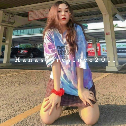 Áo thun tay lỡ / Áo Phông Loang Xanh dễ thương, trẻ trung, năng động