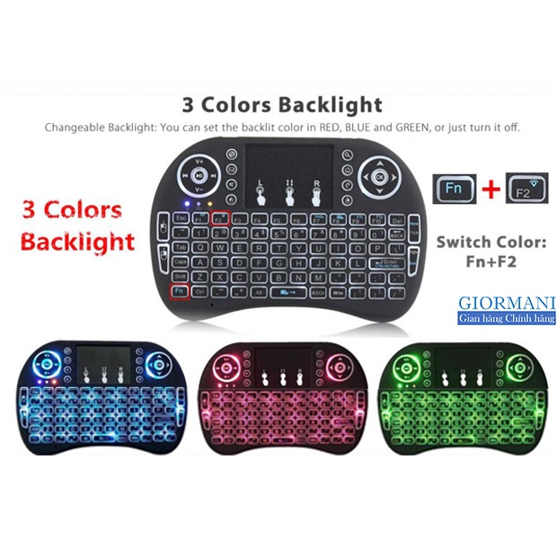 Bàn phím mini kiêm chuột cảm ứng không dây cho Smart Tivi, TV Box, Laptop  - Hàng cao cấp GIORMANI