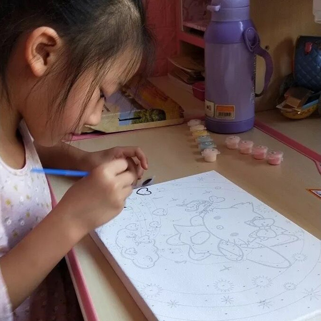 Tranh tự tô màu sơn dầu số hóa DIY size nhỏ cho trẻ em - Mã C025 Doraemon và Nobita