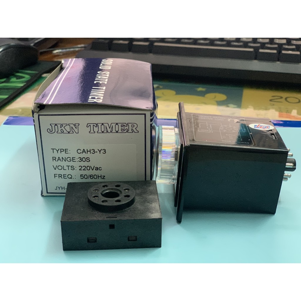 Đồng hồ hẹn giờ JKN CAH3-Y3 220VAC  + ĐẾ