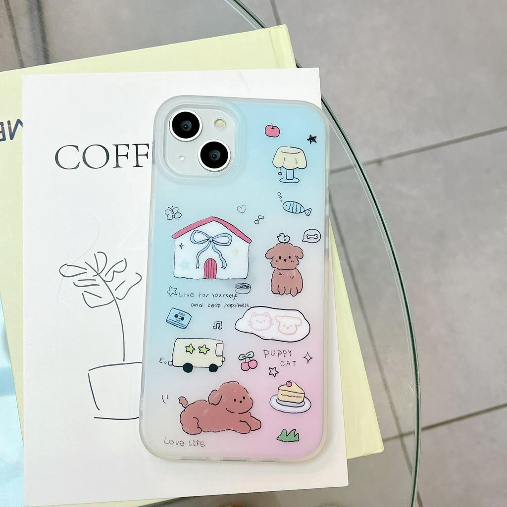 Ốp Lưng Chống Sốc Hình Con Mèo Và Chó Cho iPhone 14Promax 14Pro 14 13Promax 13Pro 13 12 11