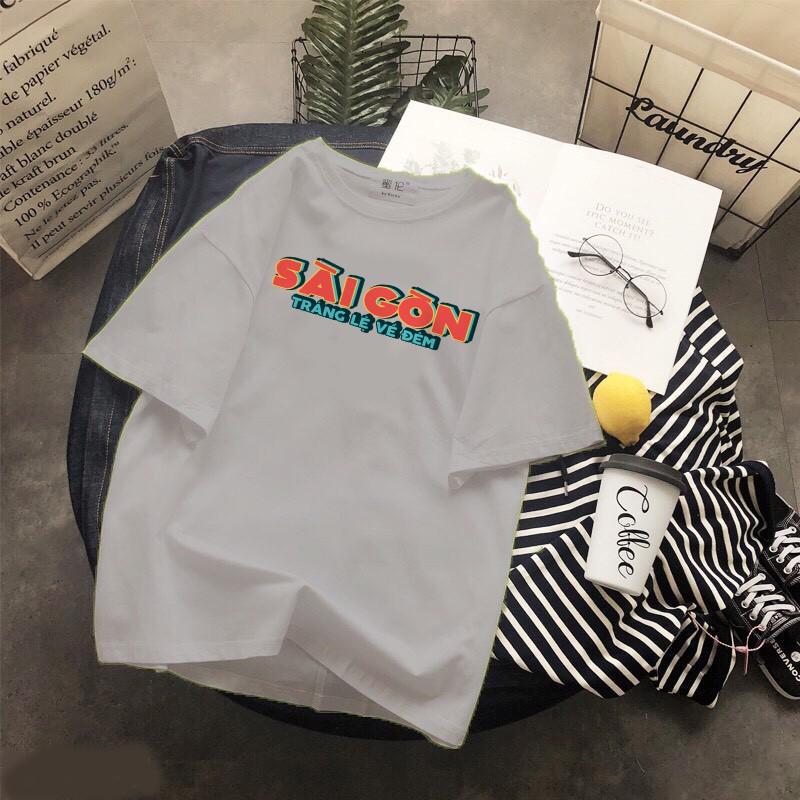 Áo thun Cotton Unisex - Việt Nam - Sài gòn - Chữ sài gòn màu đỏ