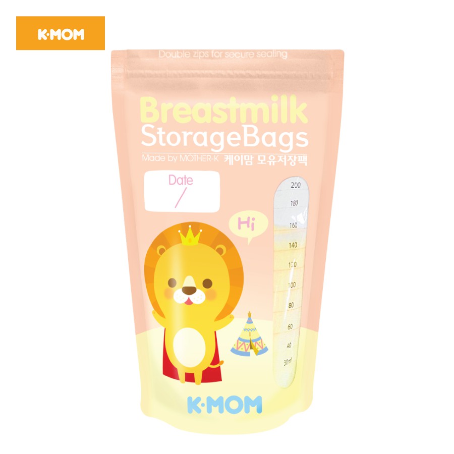 Túi trữ sữa K-Mom Hàn Quốc tiệt trùng sẵn khóa zip 2 lần chịu nhiệt từ -20 đến 110 độ C ( 20c)