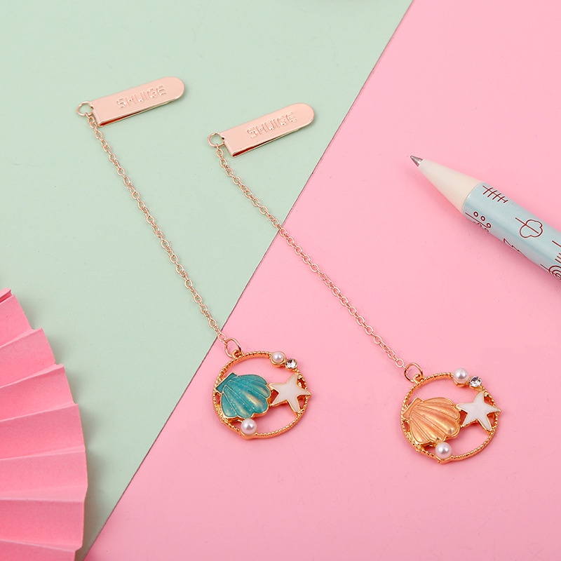 1 Thẻ Đánh Dấu Trang Sách Bằng Hợp Kim Hình Vỏ Ngọc Trai Sáng Tạo