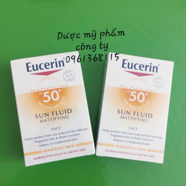 Kem chống nắng Eucerin Sun Fluid Mattifying SPF 50+ 50ml -  công ty chính hãng sản xuất tại Ba Lan