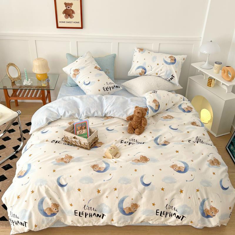Chăn Ga Gối Cotton Living 💝 FREESHIP 💝 Bộ Chăn Ga Cotton 100% " Gấu Trắng " nhập khẩu 4 món