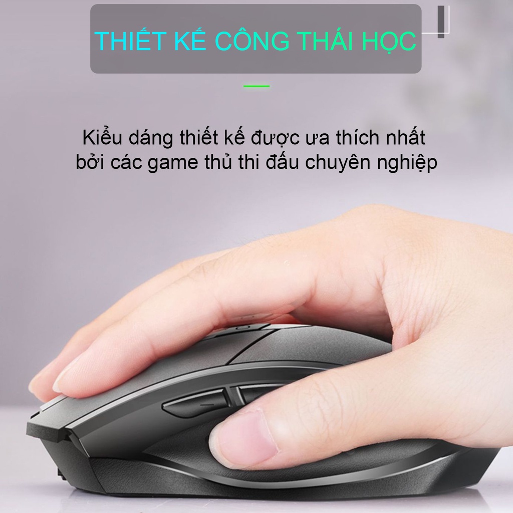 Chuột gaming không dây bluetooth sạc pin Sidotech Inphic P6W tắt âm silent phù hợp dân văn phòng và game thủ