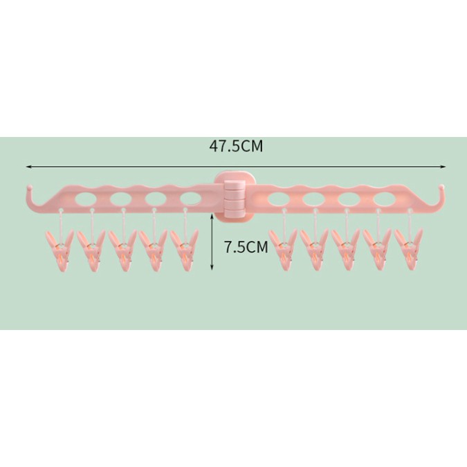 Bộ móc phơi đồ dán tường xoay 90 độ