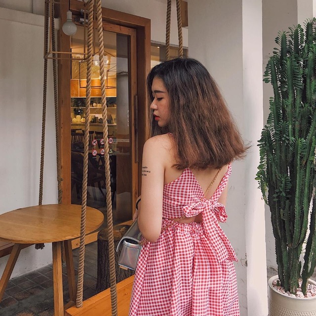 Đầm maxi caro đỏ | BigBuy360 - bigbuy360.vn