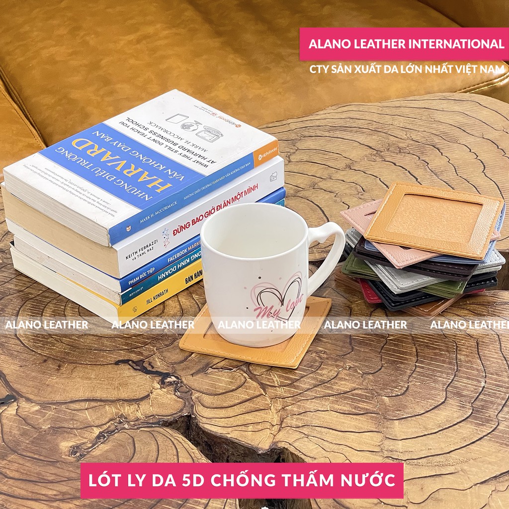 [COMBO 6 MIẾNG màu ngẫu nhiên ]  LÓT LY DA 5D CHỐNG THẤM NƯỚC CAO CẤP