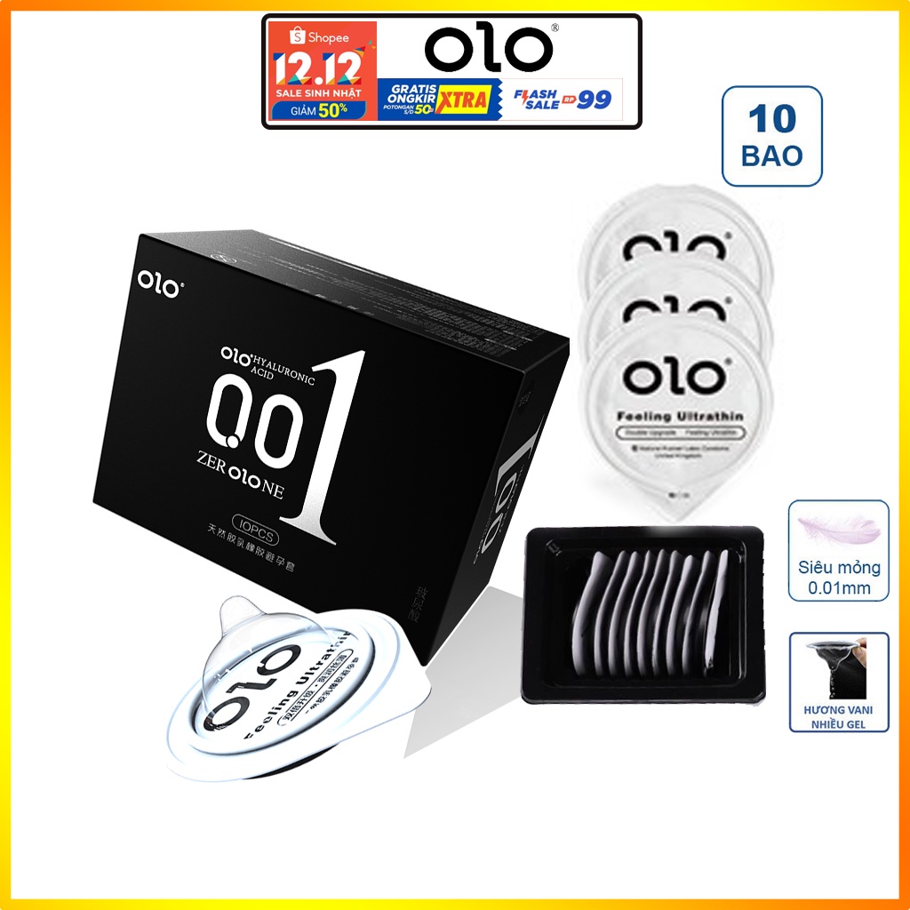 Bao cao su siêu mỏng OLO 0.01, siêu mỏng , cực nhiều gel - Kéo Dài Thời Gian.