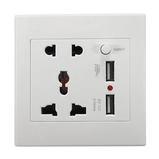 Ổ Cắm Gắn Tường 2.1a Có 2 Cổng Usb