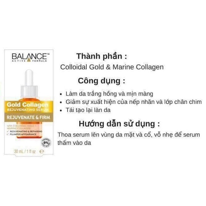 Combo serum dưỡng da mặt và vùng mắt Balance Gold Collagen