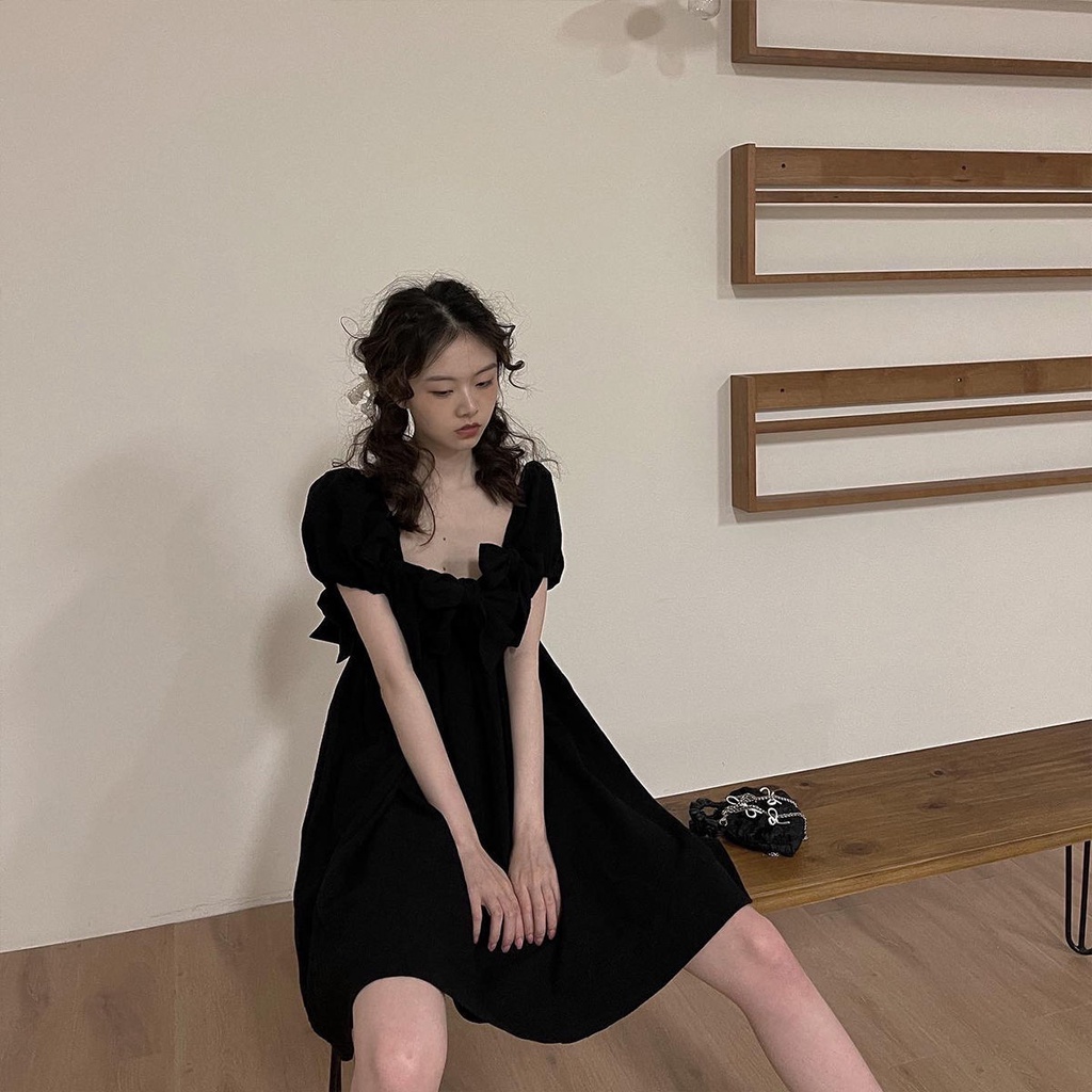 [Summer stock] thin white sling dress bow skirt princess dress A-line skirt