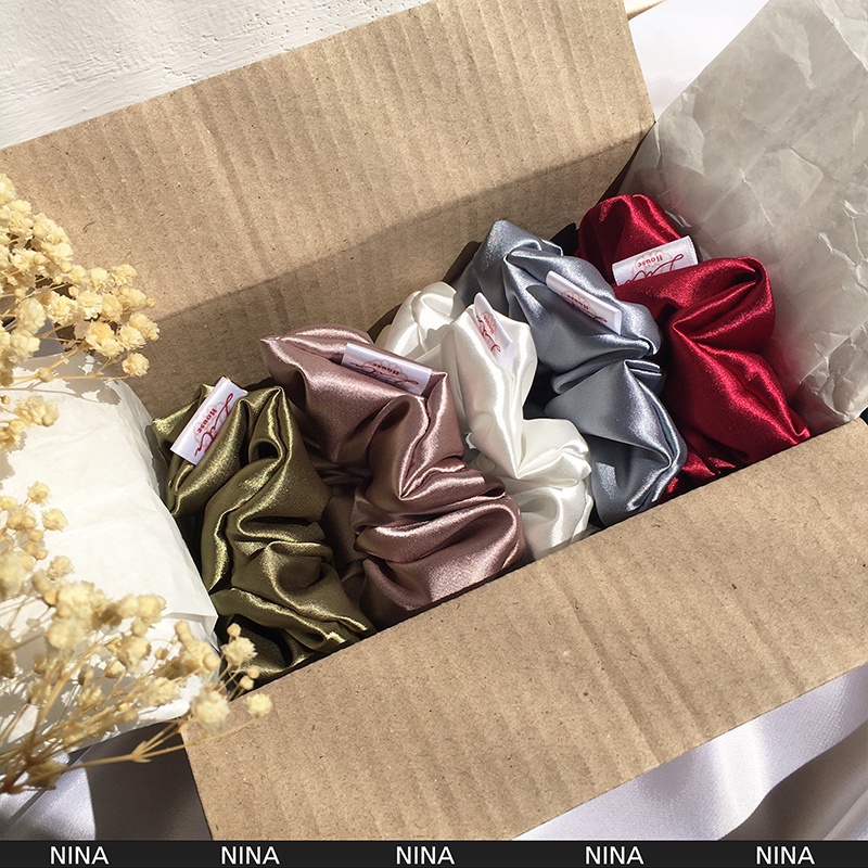 NINA - Dây chun buộc tóc Satin Scrunchies Handmade