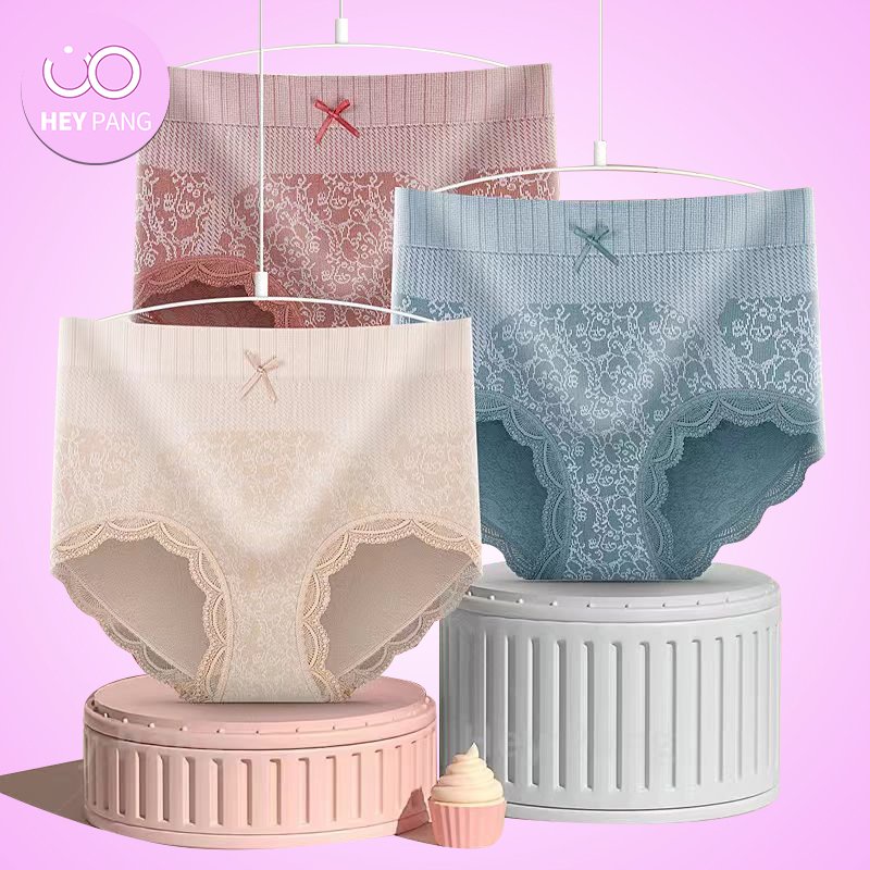 Quần lót tam giác nữ cotton kháng khuẩn cạp cao big size HEYPANG Quần lót nữ phối ren dễ thương VN003