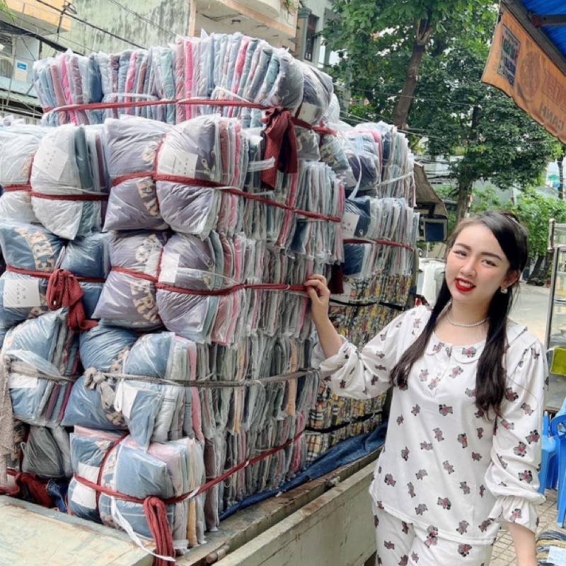 Pijama Mặc Nhà Nữ Đồ Ngủ Mặc Nhà Cho Nữ Trắng Có Viền, Ren Cổ Vuông Dài Tay Xinh Xắn Tiểu Thư | BigBuy360 - bigbuy360.vn
