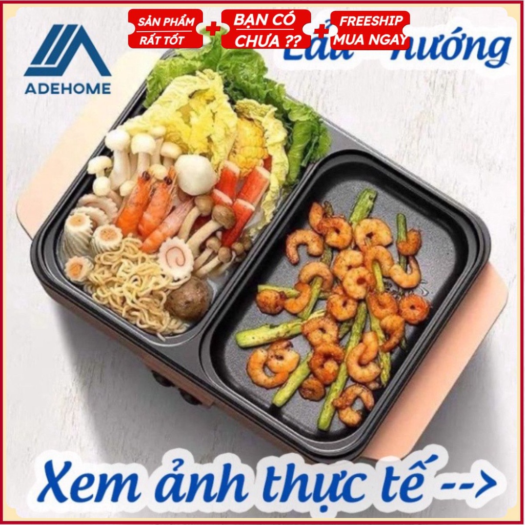 Bếp lẩu nướng 2 ngăn Hàn Quốc, Nồi lẩu 2 in 1 siêu chống dính đa năng_Bảo hành chính hãng 6 tháng dk.shop27 .