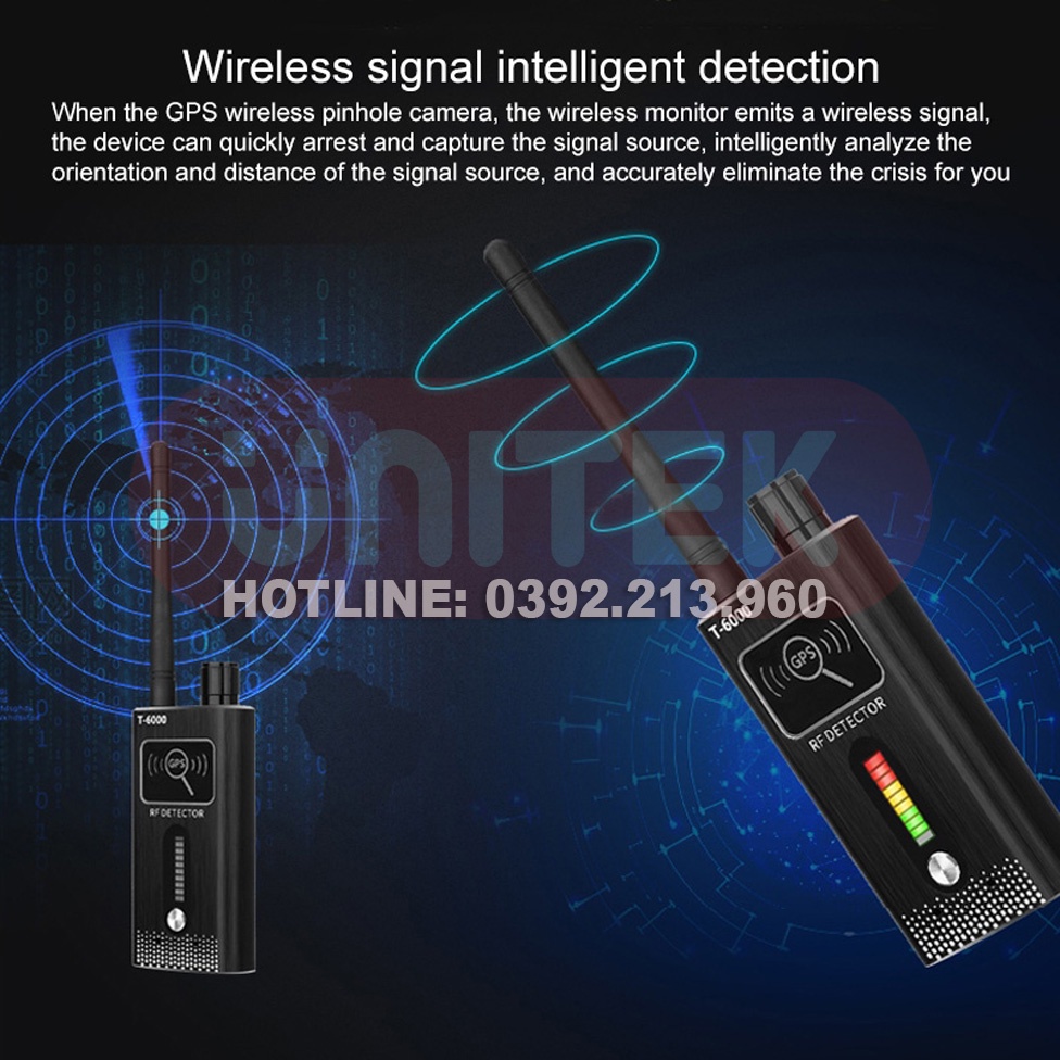 Máy Dò Phát Hiện Theo Dõi Camera, GPS, Định Vị Detector T6000