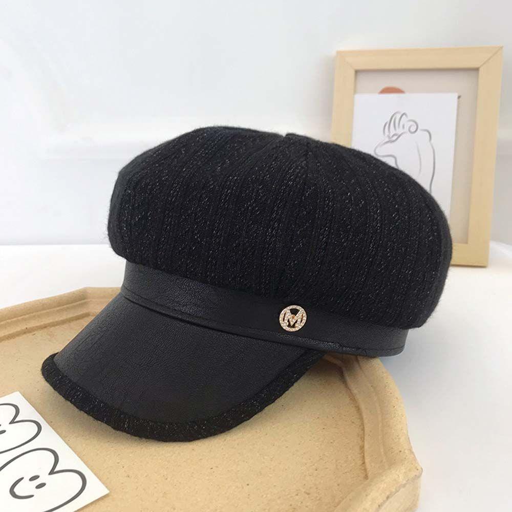 Mũ Beret Kẻ Sọc In Chữ Phong Cách Anh Quốc Cổ Điển Cho Nữ