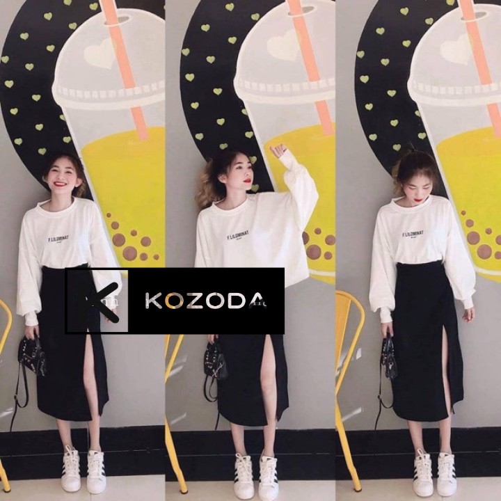 Chân váy xẻ tà 🍒 chân váy dài phong cách ulzzang kozoda cv7 | BigBuy360 - bigbuy360.vn