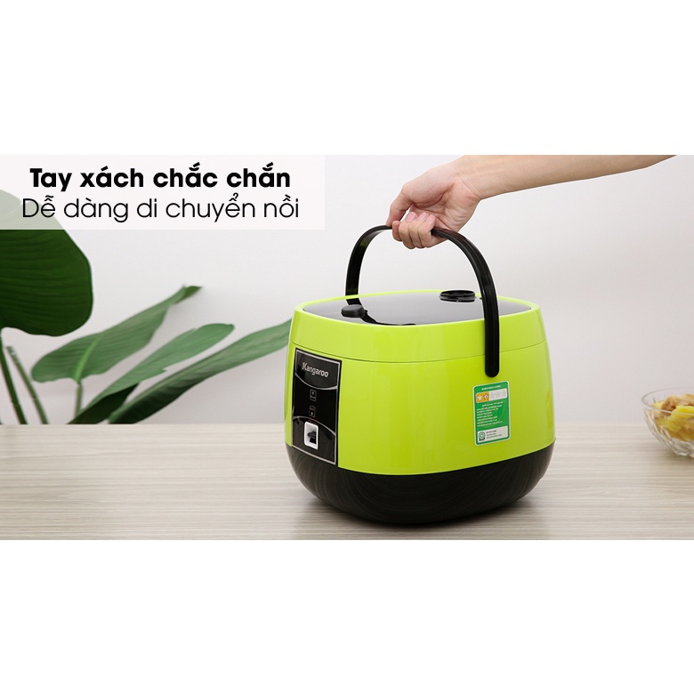 Nồi Cơm Nắp Gài Kangaroo KG22R1 2.2 Lít Hàng Chính Hãng Lòng Nồi Bằng Nhôm Phủ Chống Dính Thiết Kế Mềm Mại, Gọn Gàng