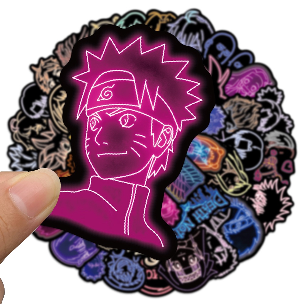 Set 10/30/50 Nhãn Dán Hoạt Hình Màu Neon Trang Trí Đa Năng
