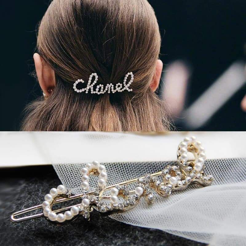 Kẹp tóc channel, kẹp đính đá style Hàn xinh xắn