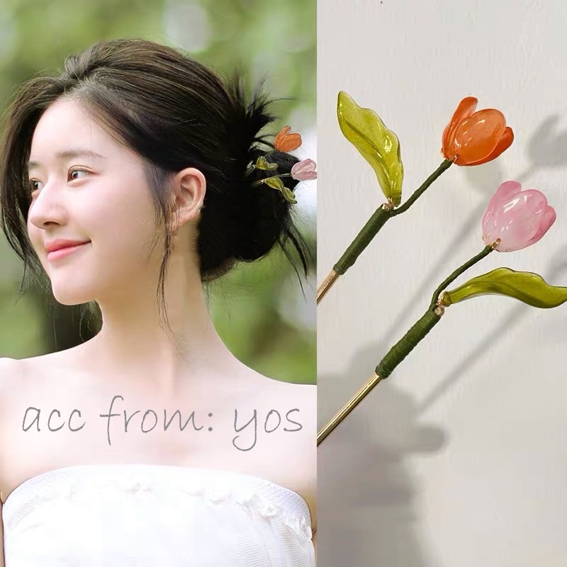 Trâm Cài Tóc Triệu Lộ Tư Họa Tiết Hoa Tulip Nhiều Màu Chất Liệu Kim Loại Cho Nữ