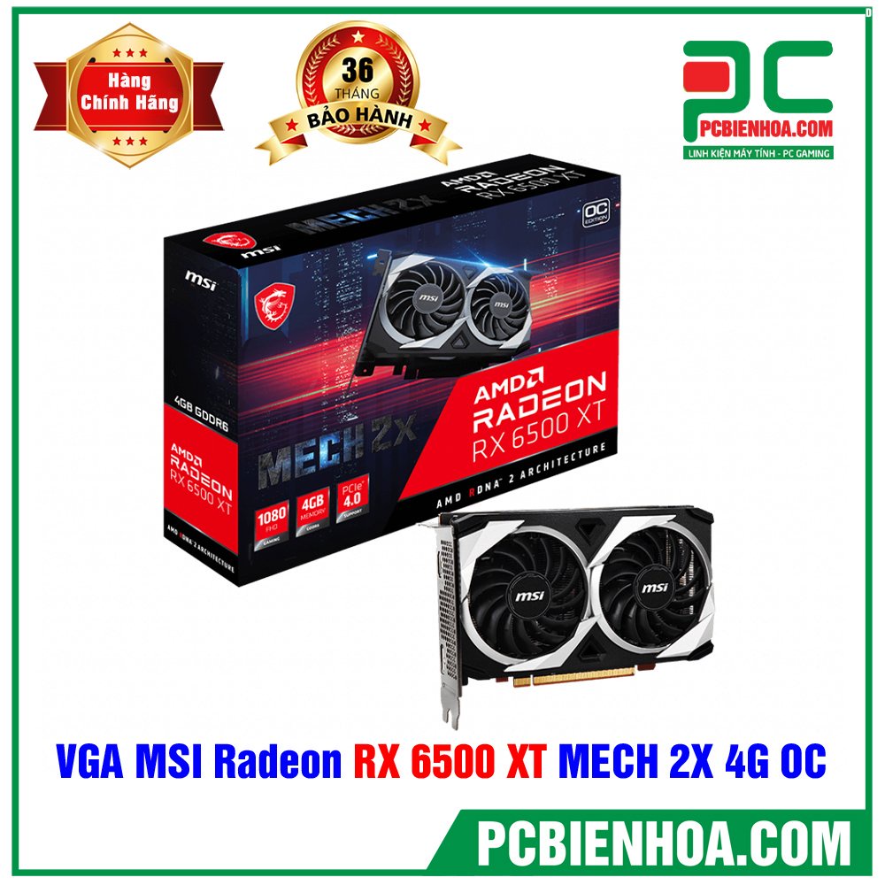 Card màn hình MSI Radeon RX 6500 XT MECH 2X 4G OC mới chính hãng