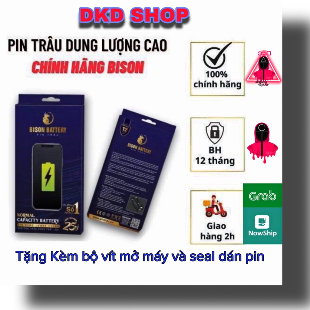 Pin iPhone Bison con trâu Dung Lượng Cao cho Iphone 6/6s/6plus/6splus/7/7plus/8/8plus/X/XsMax