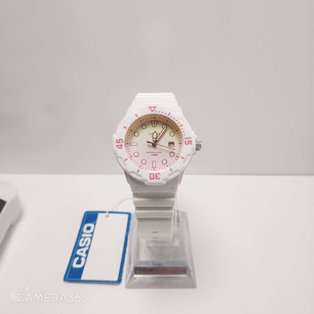 ĐỒNG HỒ NỮ CASIO LRW-200H Dây nhựa trắng - Mặt trắng hồng