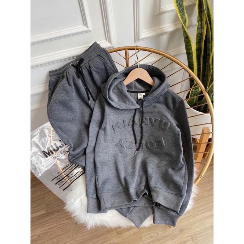 SNU25 - BỘ NỈ BÔNG NỮ CHUI KÈM MŨ CHỮ DẬP NỔI | BigBuy360 - bigbuy360.vn