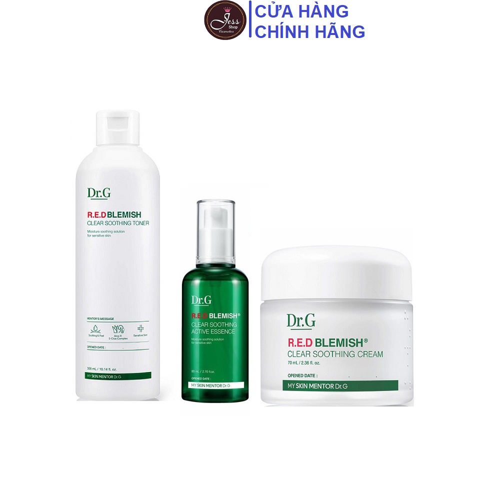 Bộ 3 Sản Phẩm Dưỡng Ẩm Hồi Phục Da Dr.G R.E.D Blemish (Toner 300ml + Serum 80ml + Kem 70ml)