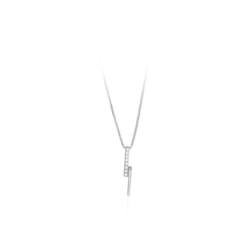 Dây chuyền nữ bạc S925 - Vòng cổ nữ bạc Ý Ziczac đính đá thanh lịch, dễ thương Vườn Trang Sức