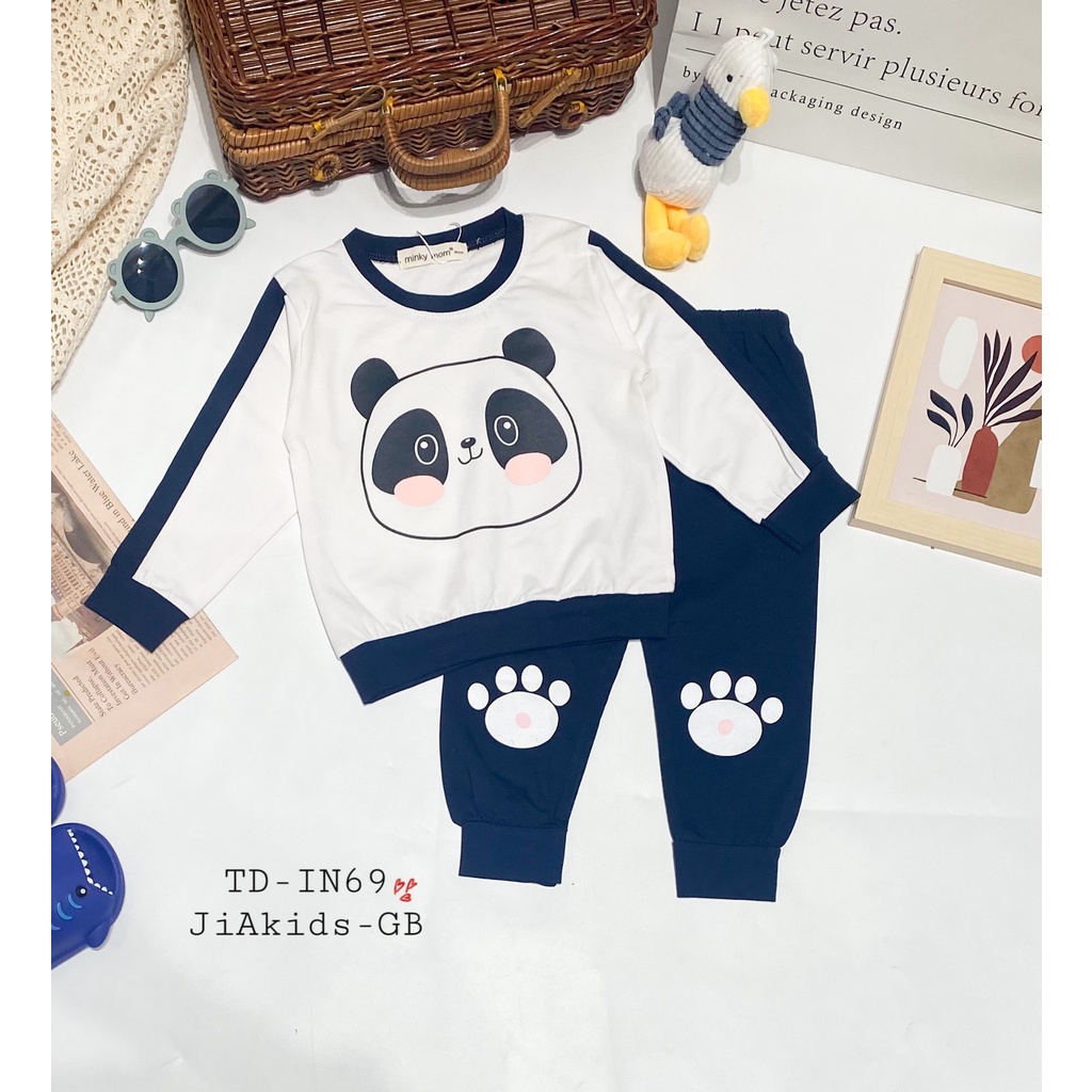 [Bé 8-27kg] Bộ Dài Tay Minky Mom Vải Cotton Thiết Kế Phối Màu Phù Hợp Cho Cả Bé Trai, Bé Gái Từ 0-5 Tuổi - Mã: TD-IN69