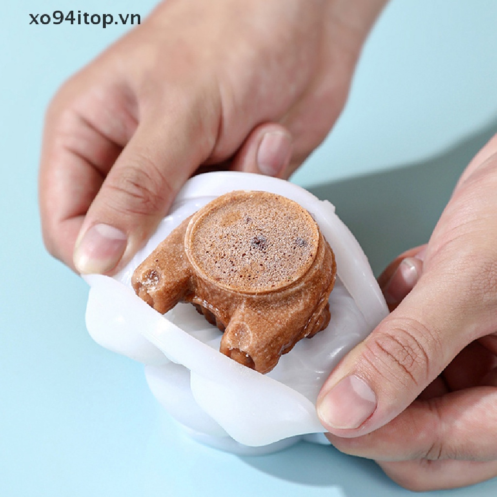 Xoitop Khuôn Silicon Làm Nến Thạch Cao Hình Gấu Ngồi Vị Trí Có Hương Hoa Hồng